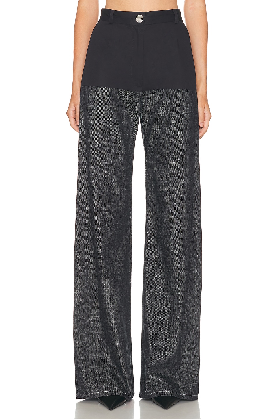 Image 1 of MATTHEW BRUCH High Waist Combo Straight Leg in Black Denim
