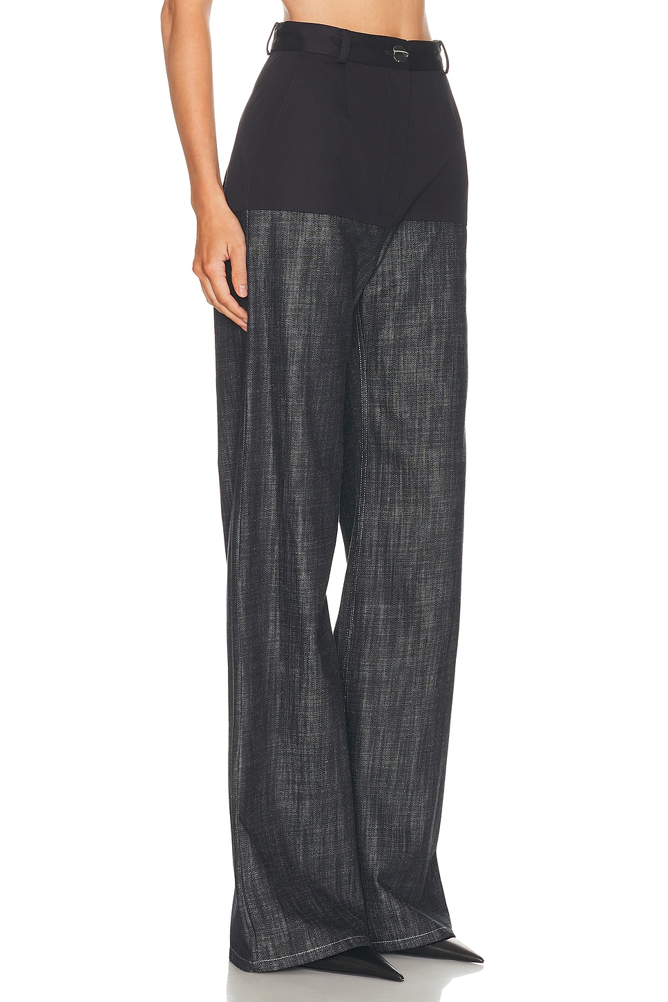 Matthew Bruch Rigid High-rise Wide-leg Jeans In Black