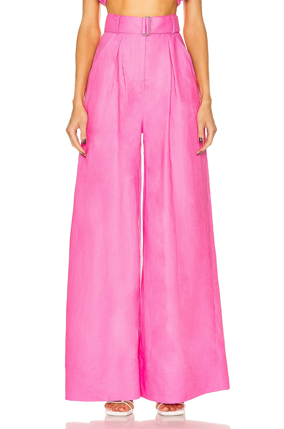 Image 1 of MATTHEW BRUCH for FWRD Wide Leg Pleated Pant in Hot Pink