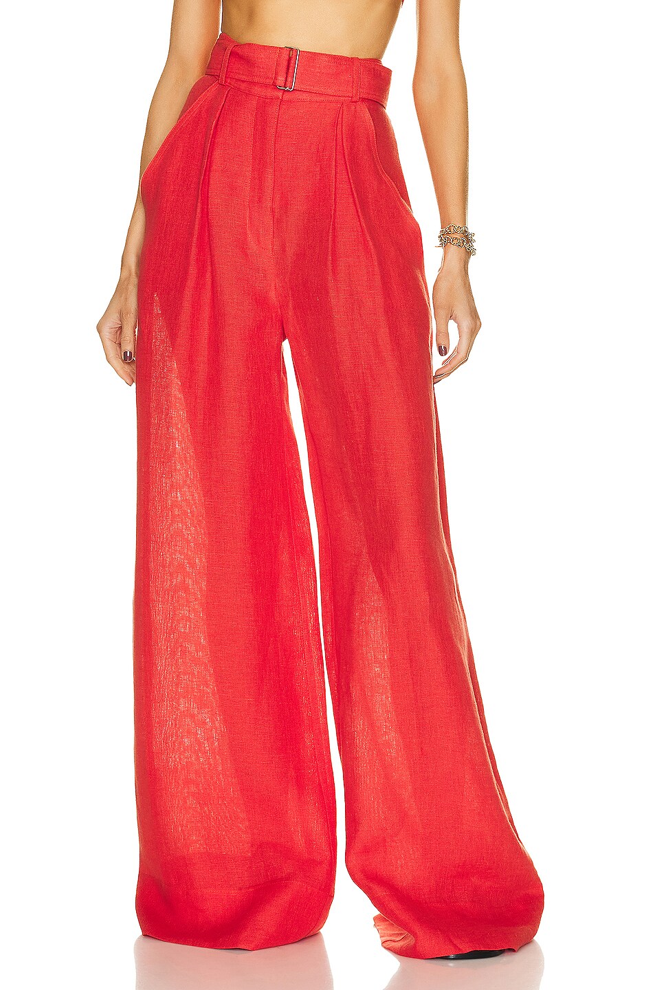Image 1 of MATTHEW BRUCH Wide Leg Pleated Pant in Red
