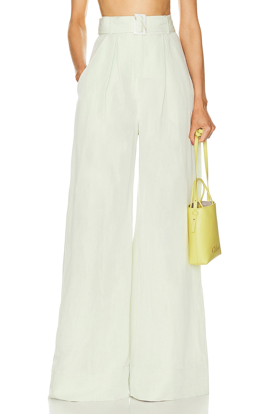 Image 1 of MATTHEW BRUCH Wide Leg Pleated Pant in Pear