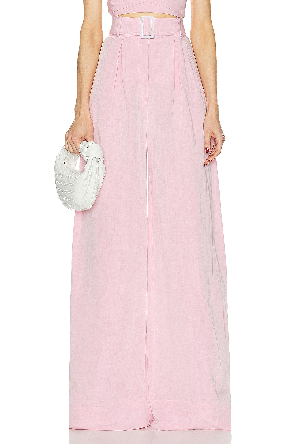 Image 1 of MATTHEW BRUCH Wide Leg Pleated Pant in Pink