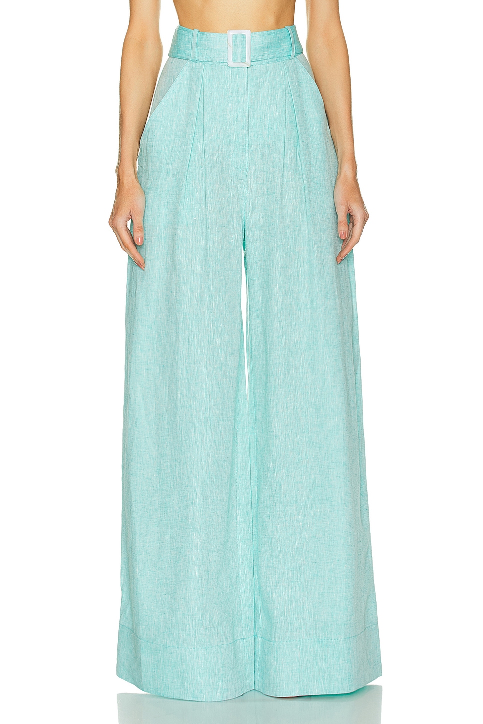 Wide Leg Pleated Pant in Teal