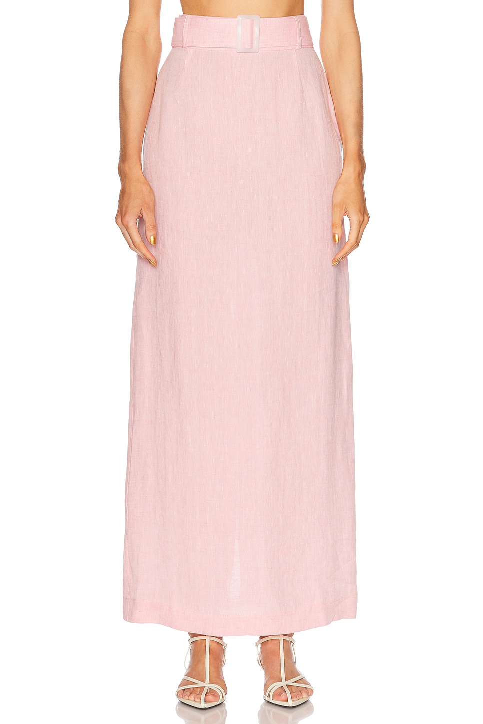 Belted Maxi Pencil Skirt in Pink