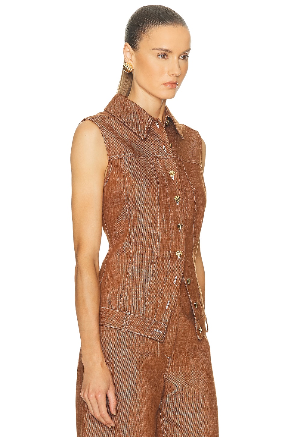 Matthew Bruch Collared Button Down Vest In Multi