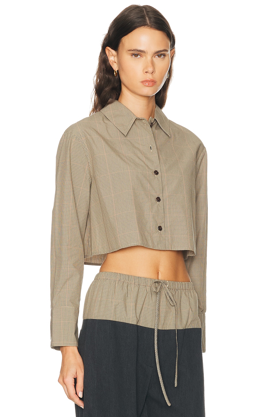 Matthew Bruch Cropped Oversized Button Down Top In Transparent
