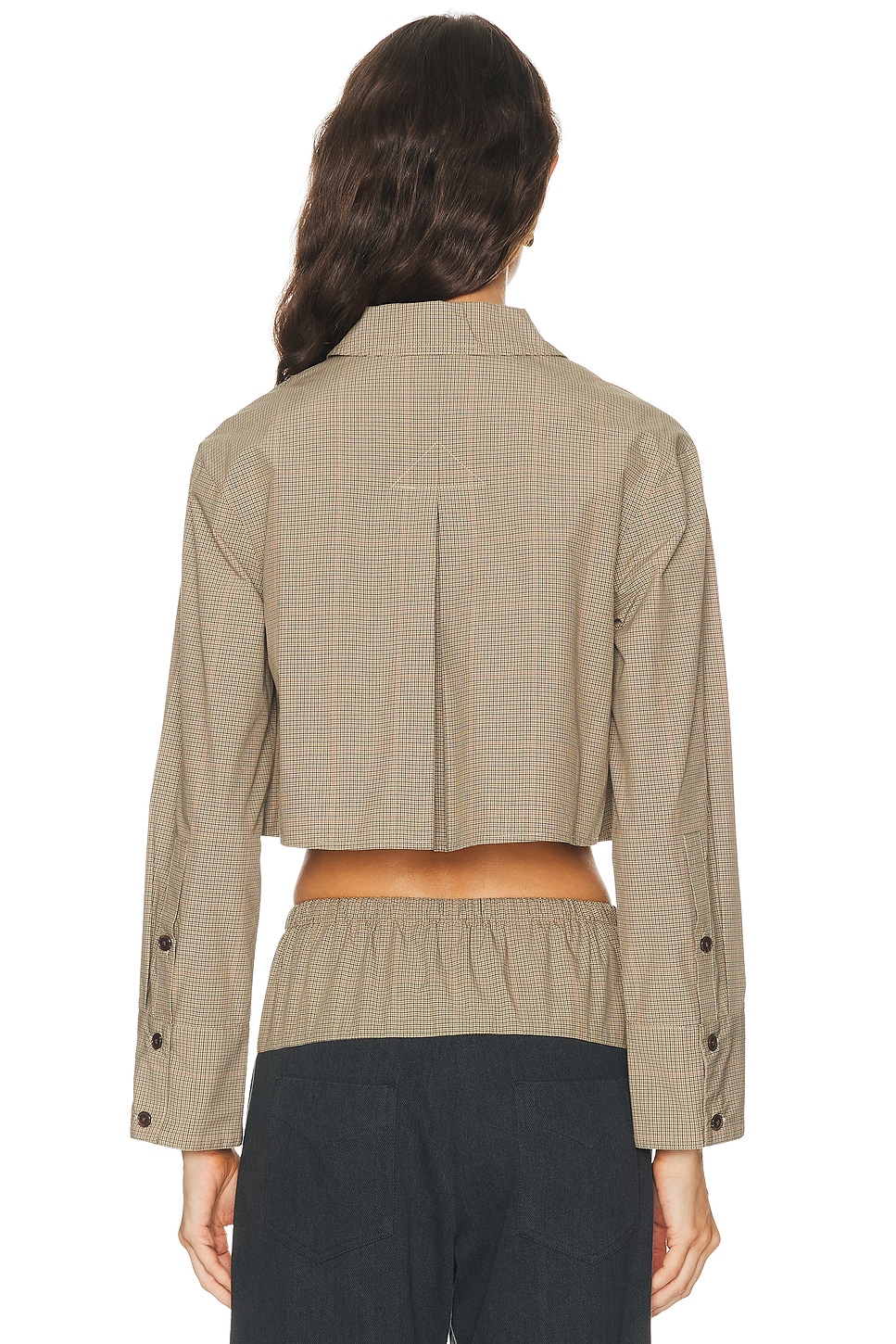 Matthew Bruch Cropped Oversized Button Down Top In Transparent