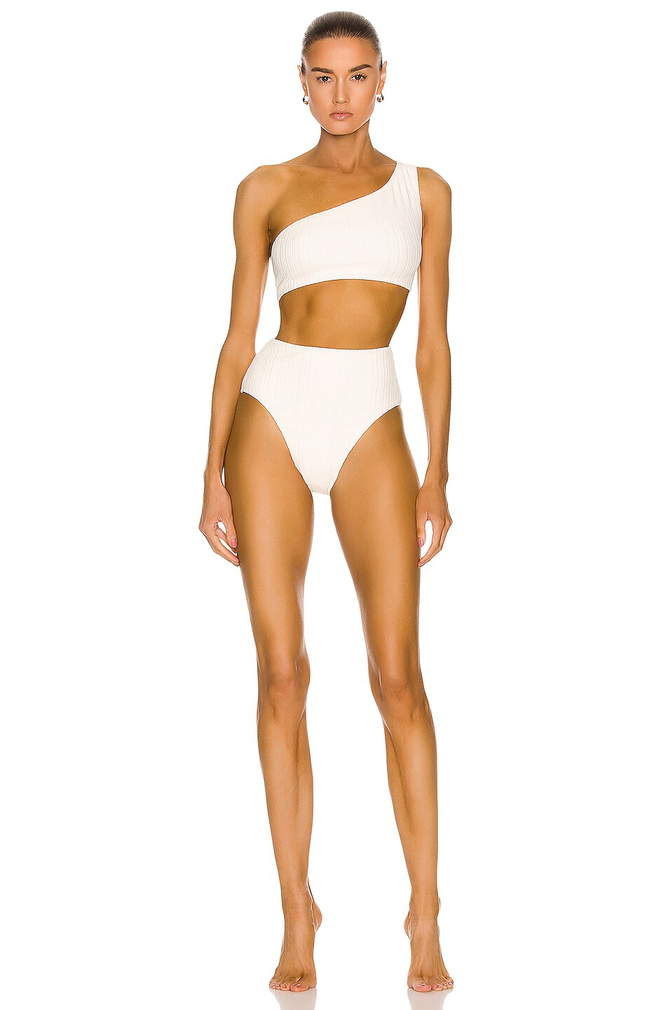 Image 1 of MATTHEW BRUCH Carolyn High Waist Bikini Set in Cream Rib