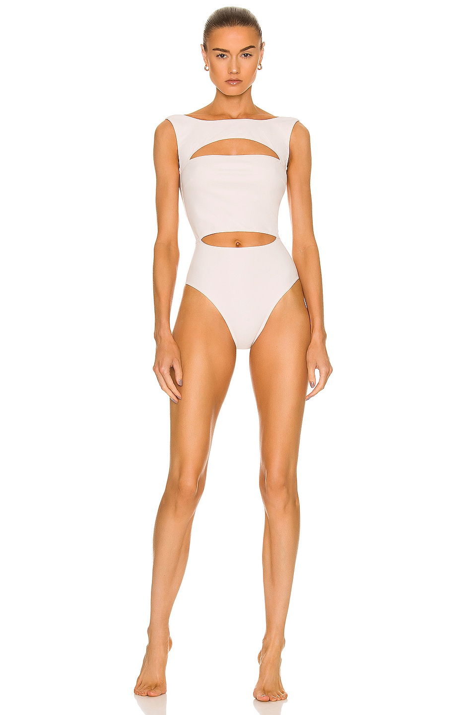 Image 1 of MATTHEW BRUCH Claudia Cutout Swimsuit in Cream Scuba