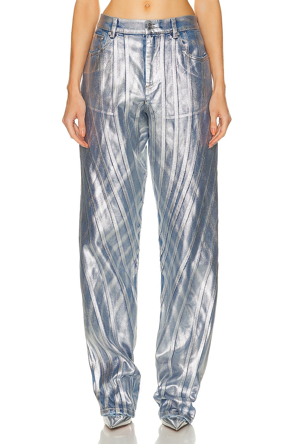 Image 1 of Mugler Spiral Baggy Jean in Chrome