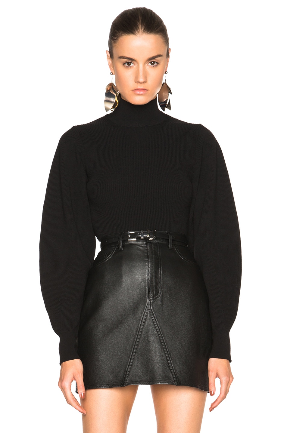 Image 1 of Mugler Exaggerated Volume Sweater in Black