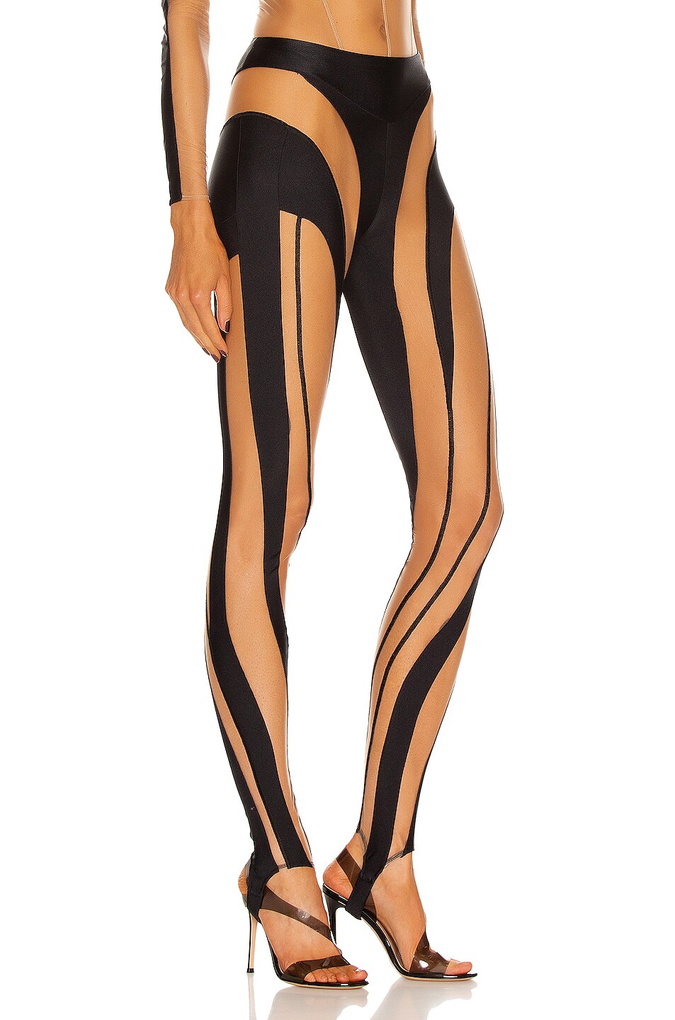 Mugler Sheer Legging In Black Nude Fwrd