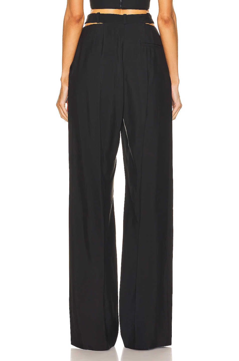 Mugler Belted Wool Wide Leg Pant in Black | FWRD