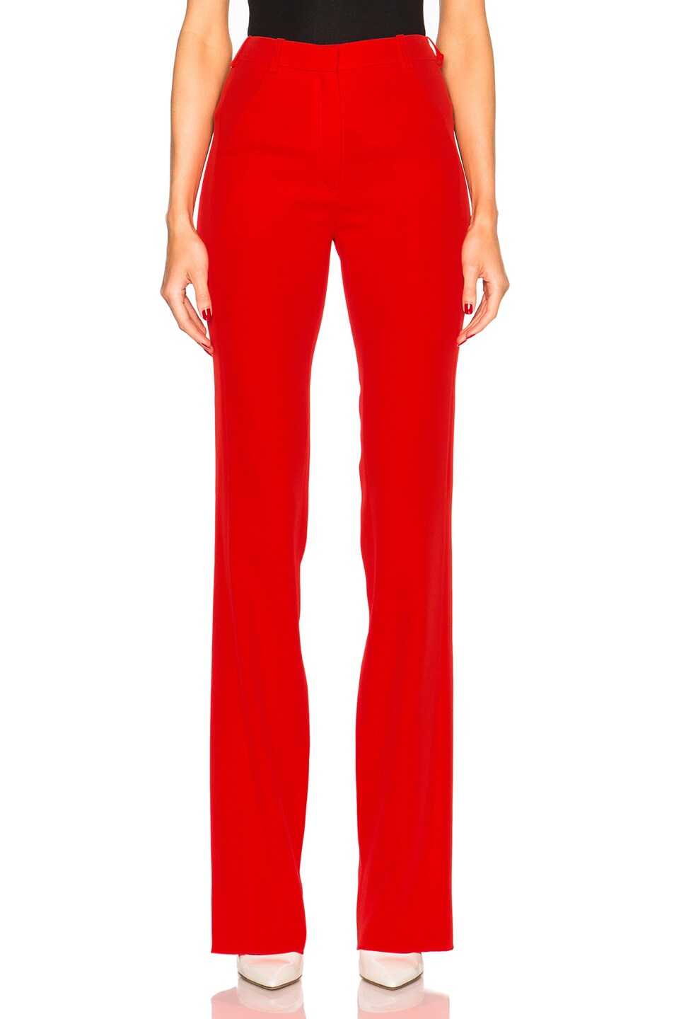 Image 1 of Mugler Fitted Cady Trousers in Poppy