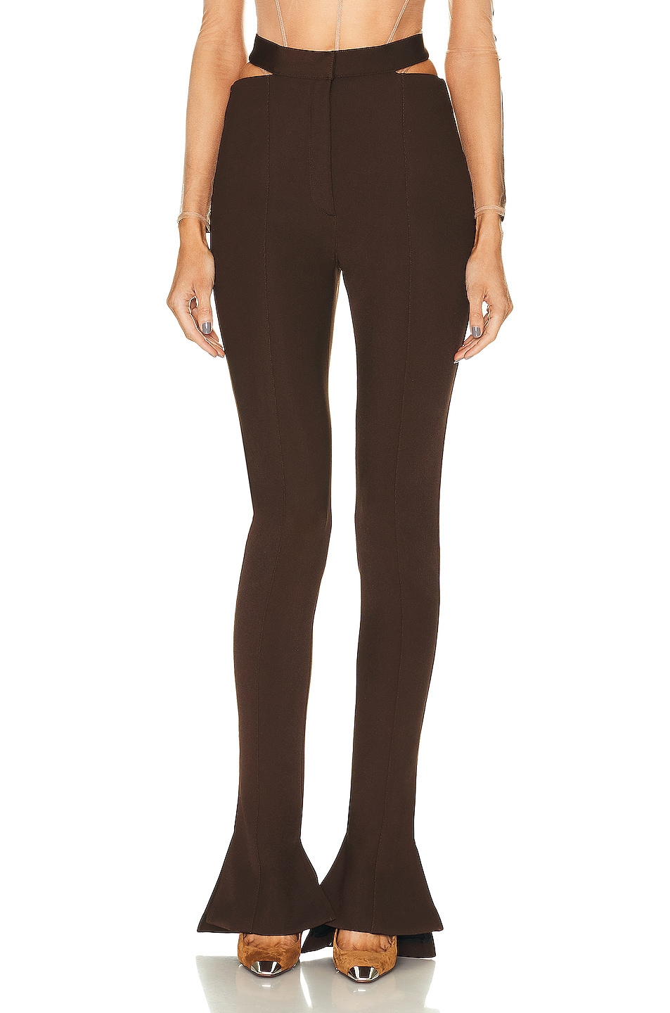 Image 1 of Mugler Cinched Ankle Pant in Chocolate