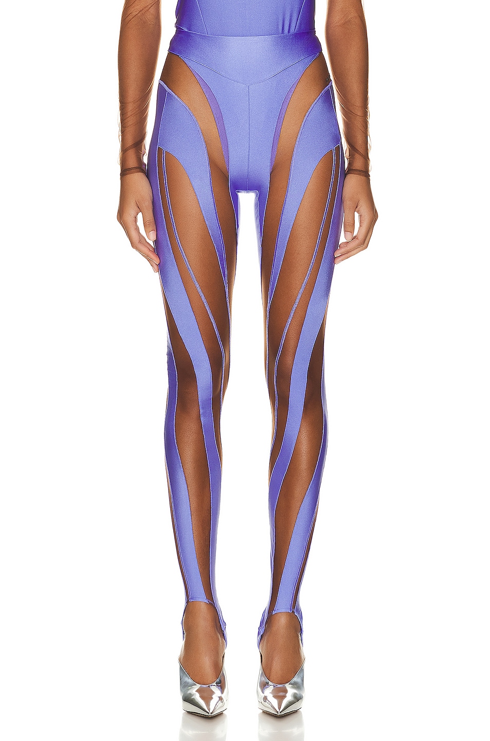 Image 1 of Mugler Spiral Illusion Legging in Lilac & Nude 02