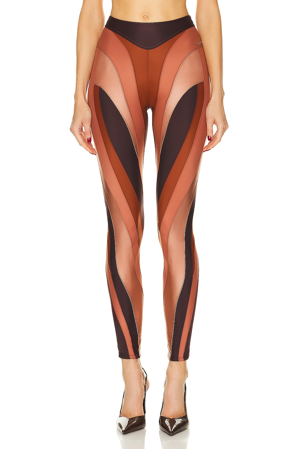 Image 1 of Mugler Illusion Legging in Dark Raisin, Sienna, & Dark Blush
