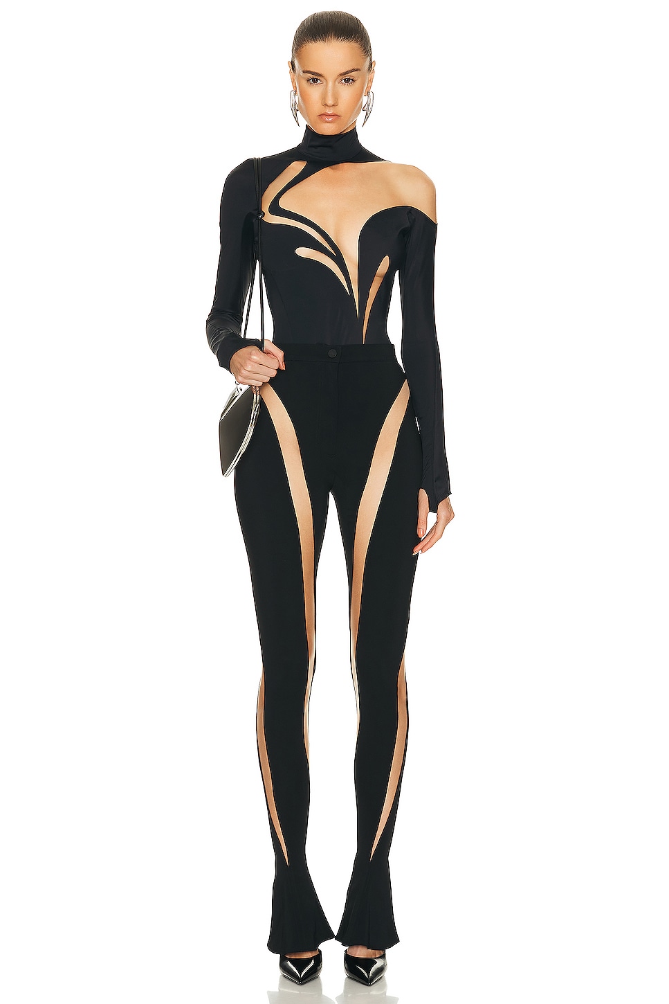 Designer Leggings for Women Printed, Black, Leather