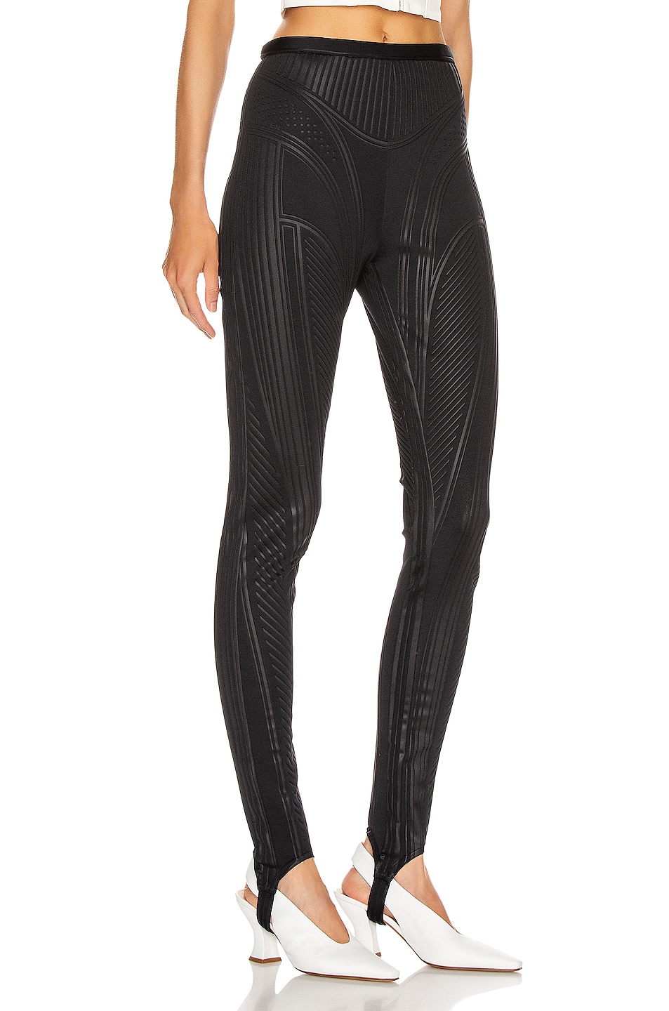 Mugler Embossed Bicycle Pant in Black | FWRD