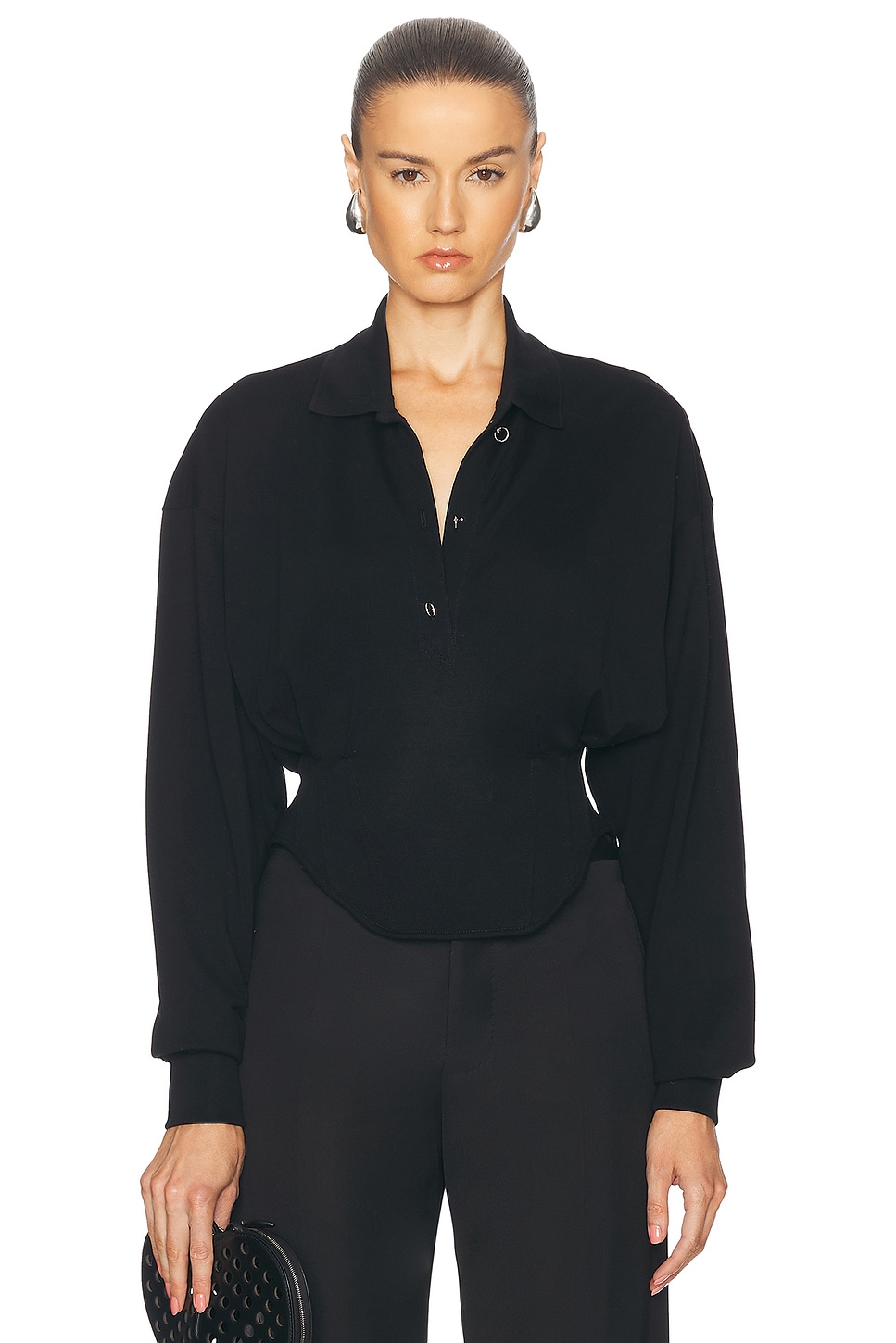 Shop Mugler Button Up Top In Black