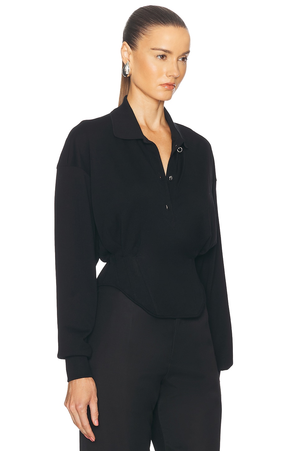 Shop Mugler Button Up Top In Black