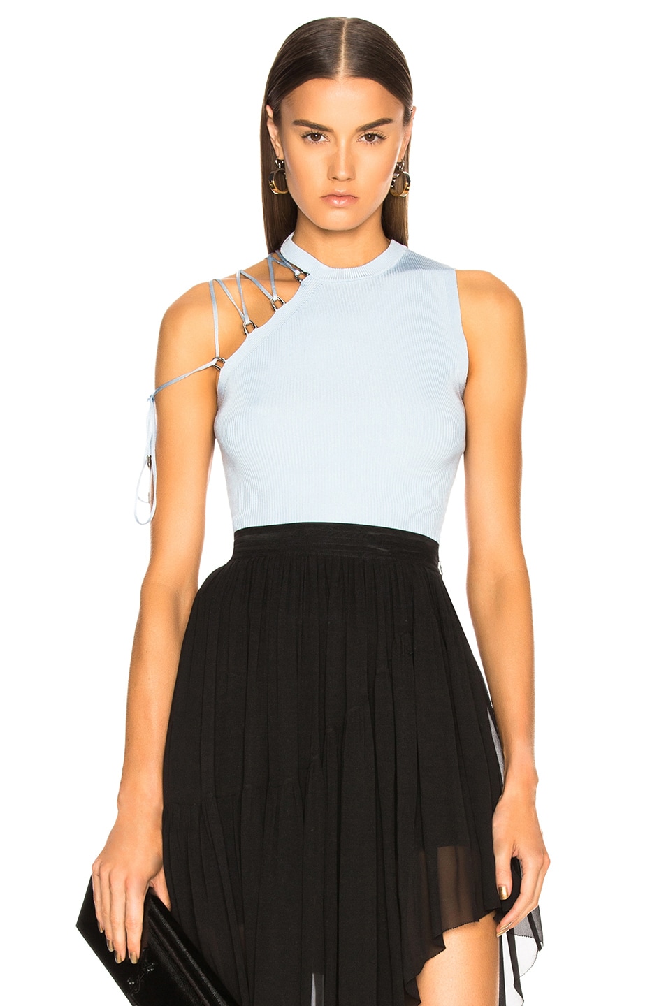Image 1 of Mugler Lace Up Detail Tank in Mystic