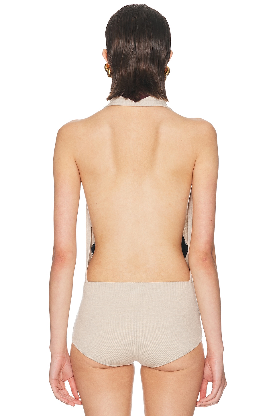 Mugler Argyle Wool Bodysuit