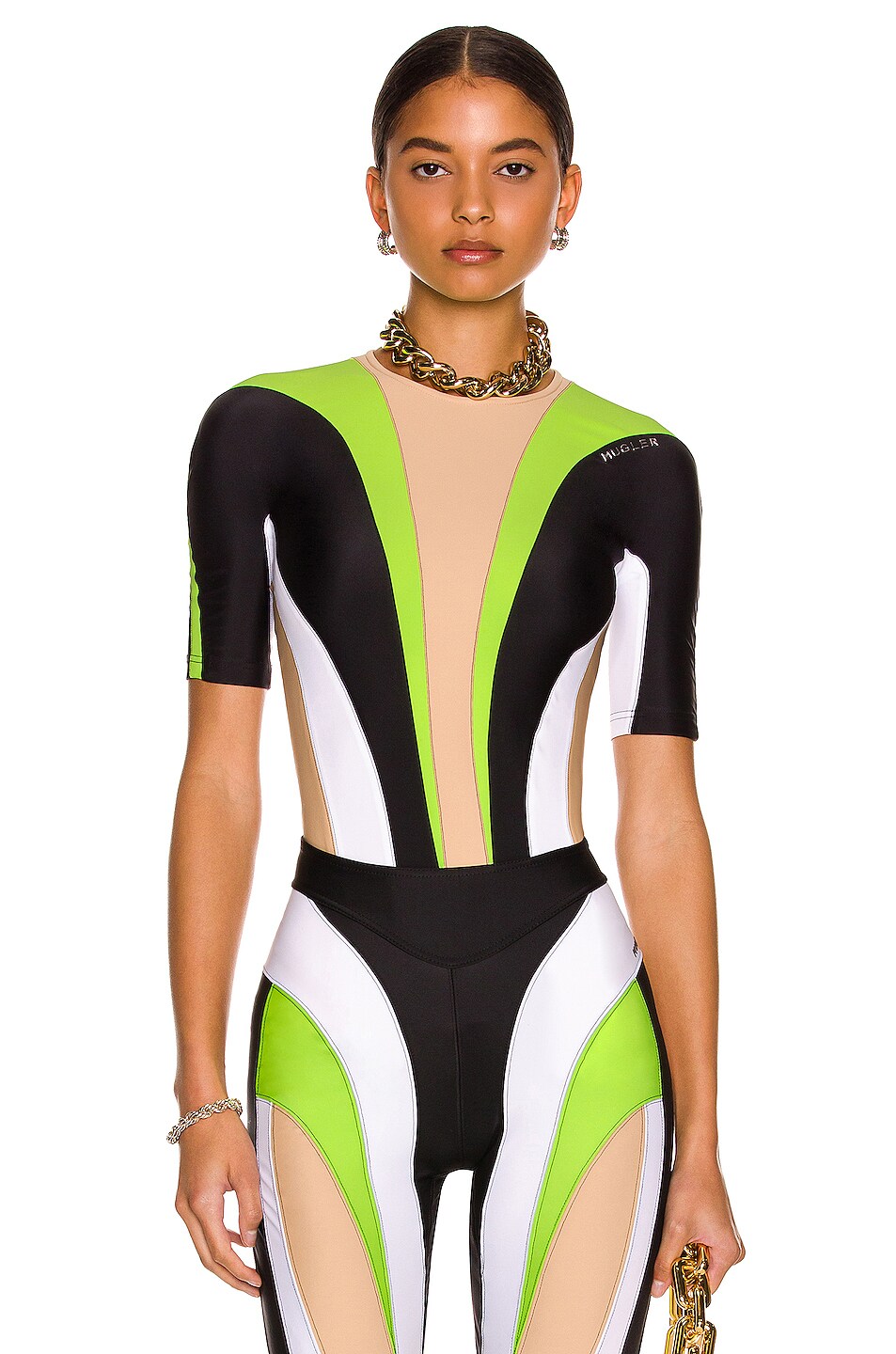 Image 1 of Mugler Body Shaping Top in Multicolor Neon Yellow