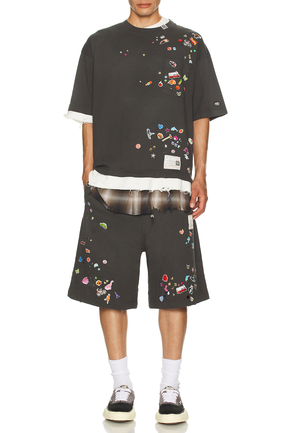 Image 1 of Maison MIHARA YASUHIRO Sticker Shorts in Black