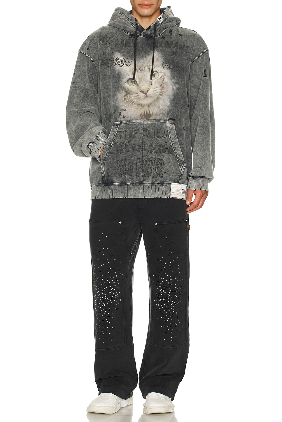 Image 1 of Maison MIHARA YASUHIRO Bleached Hoodie in Black