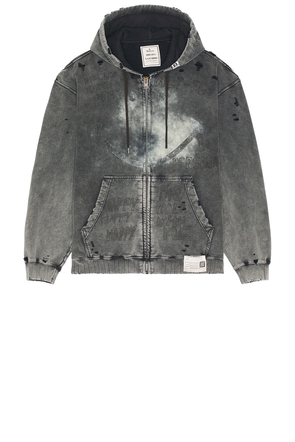 Image 1 of Maison MIHARA YASUHIRO Bleached Parka Hoodie in Black