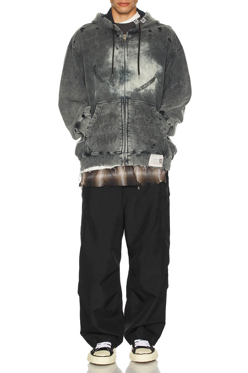 Image 1 of Maison MIHARA YASUHIRO Bleached Parka Hoodie in Black