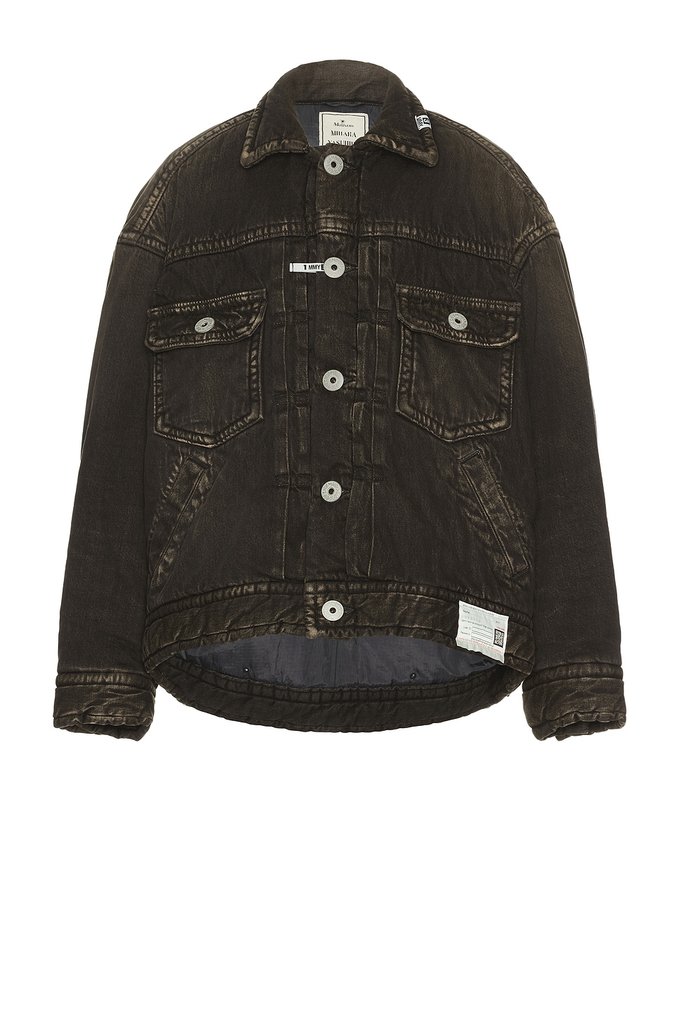 Puffer Denim Jacket in Black