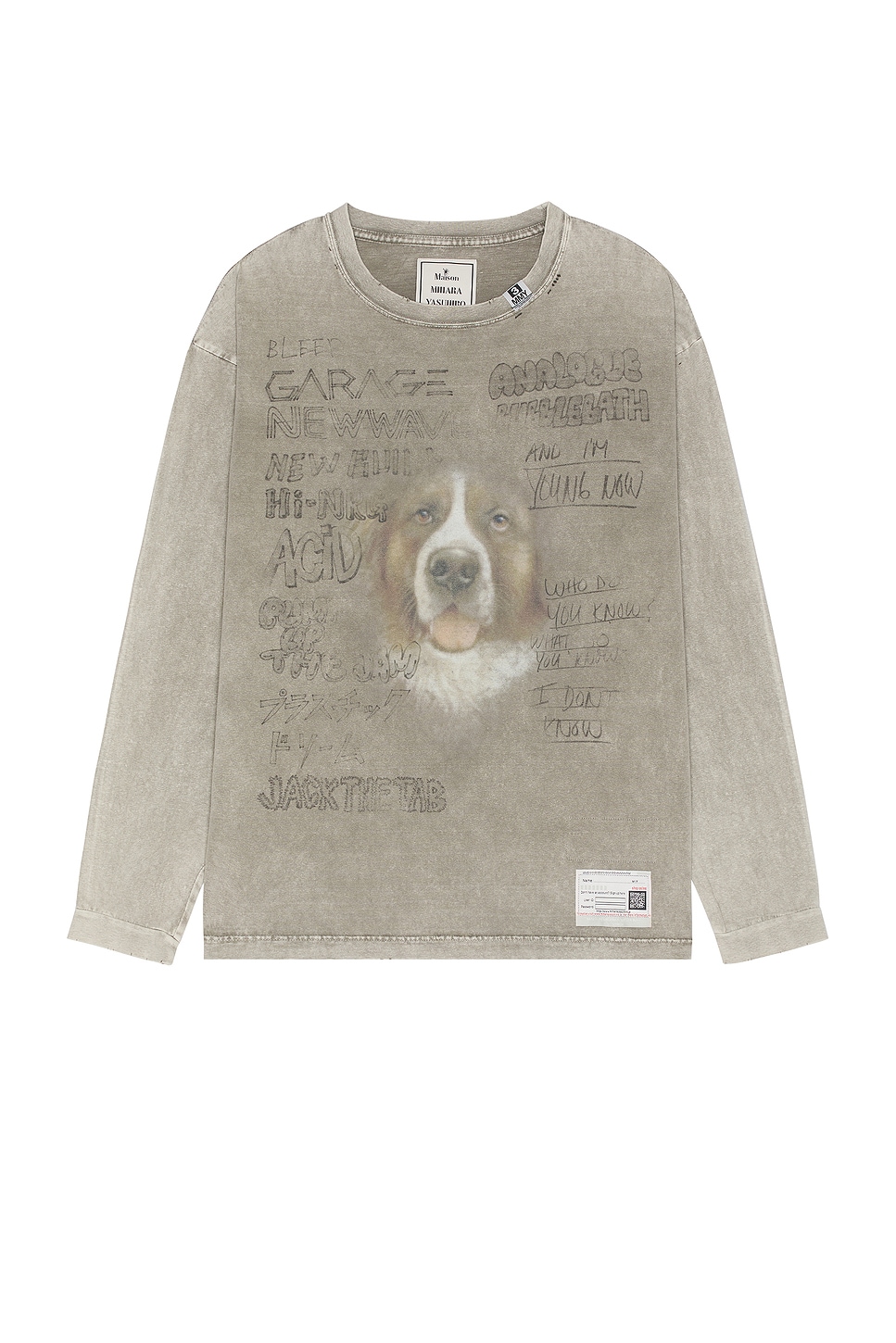 Bleached Long Sleeves Tee in Taupe