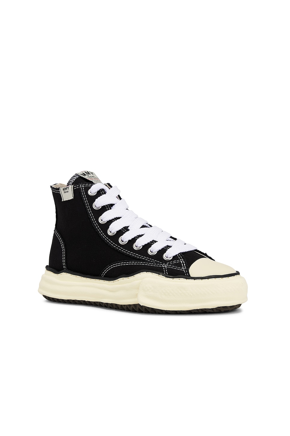 Shop Miharayasuhiro Peterson Original Vintage Color Sole Canvas High-top Sneaker In Black