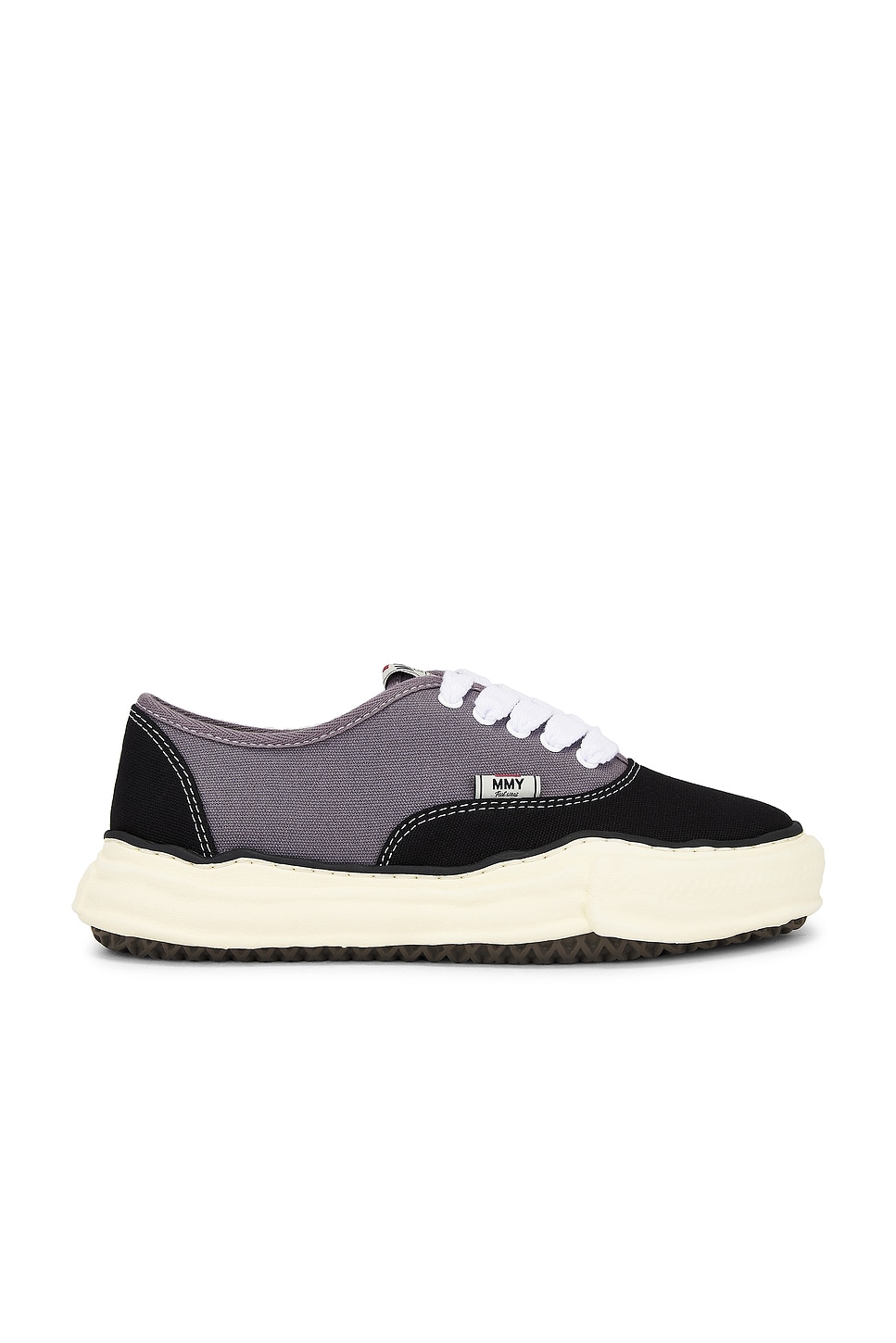 Image 1 of Maison MIHARA YASUHIRO Baker Vintage Color Original Sole Canvas Low-Top Sneaker in Black & Grey