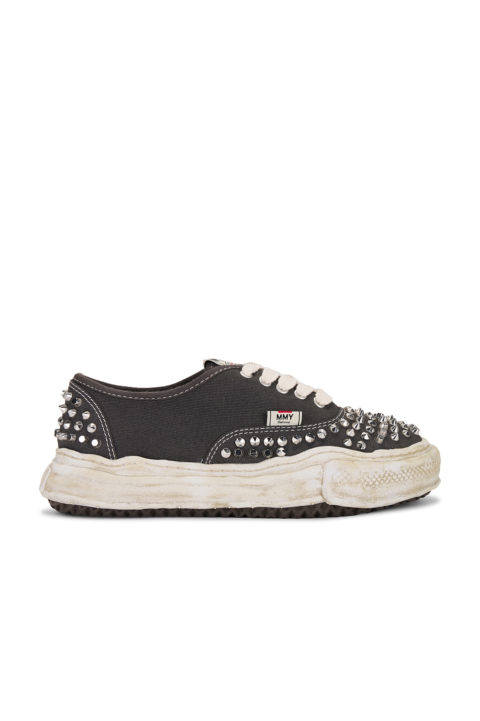 Shop Miharayasuhiro Baker Original Sole Studded Canvas Low Top Sneaker In Gray