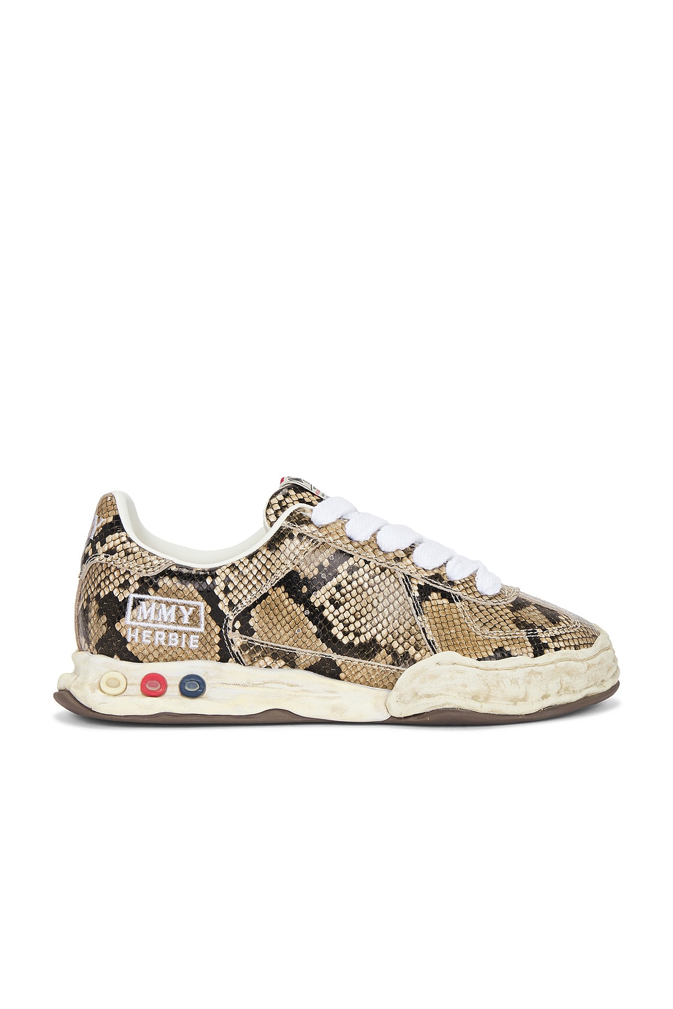 Herbie Original Sole Printed Python Leather Low-Top Sneaker in Brown