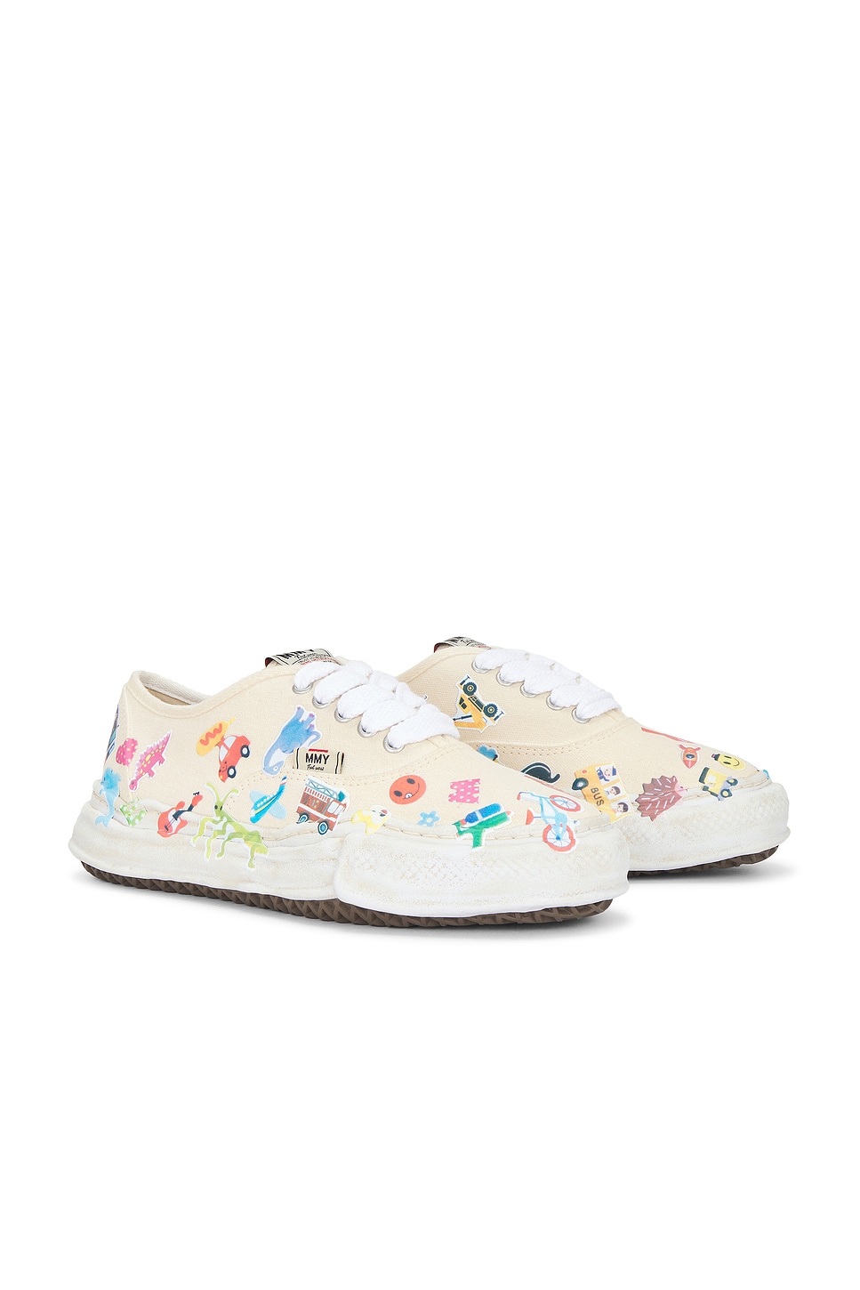 Baker Original Sole Canvas Stickers Print Low-Top Sneaker in Beige