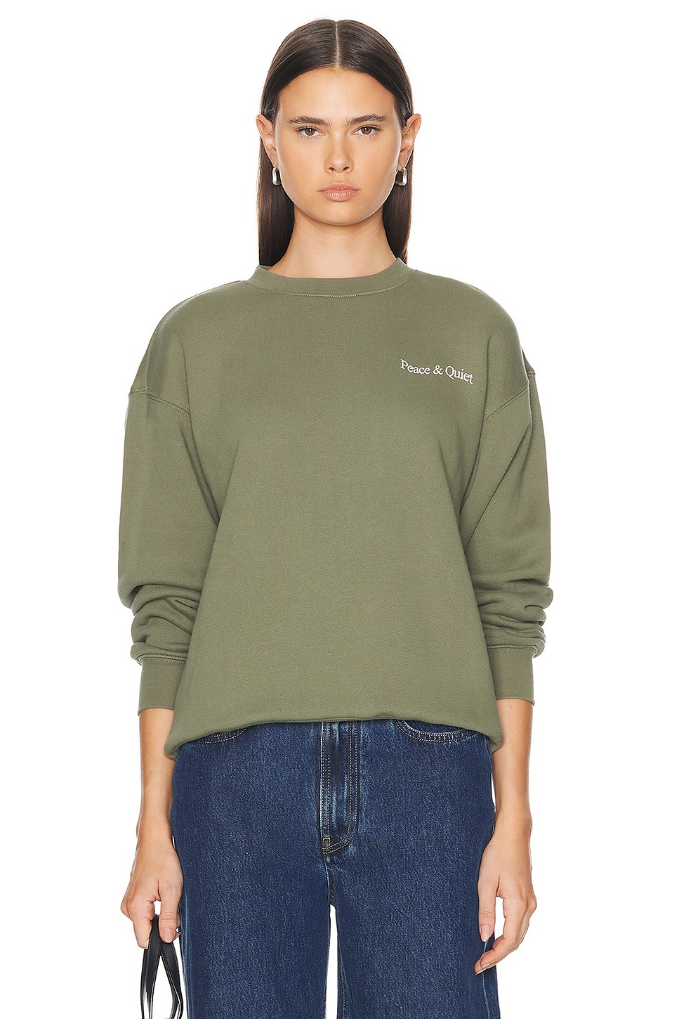 Image 1 of Museum of Peace and Quiet Wordmark Crewneck in Olive