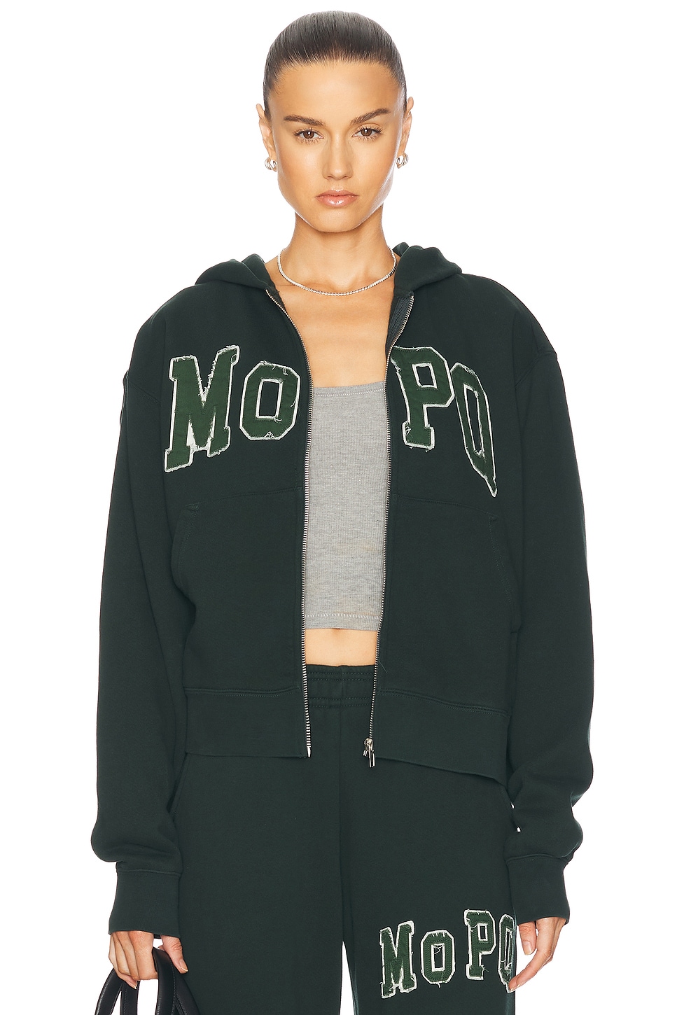 University Zip Up in Dark Green