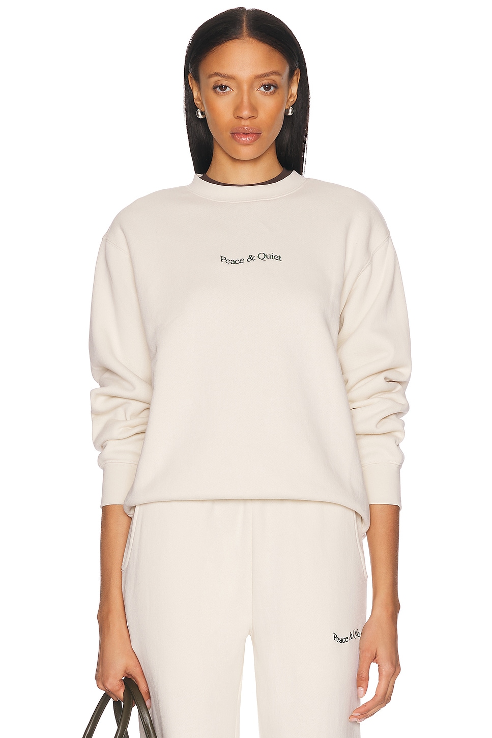 Wordmark Crew Neck Sweatshirt in Cream