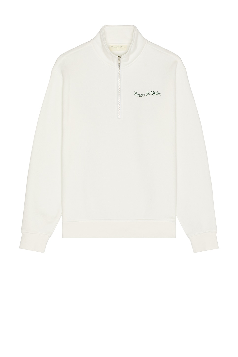 Image 1 of Museum of Peace and Quiet Wordmark Quarter Zip Up Sweater in White