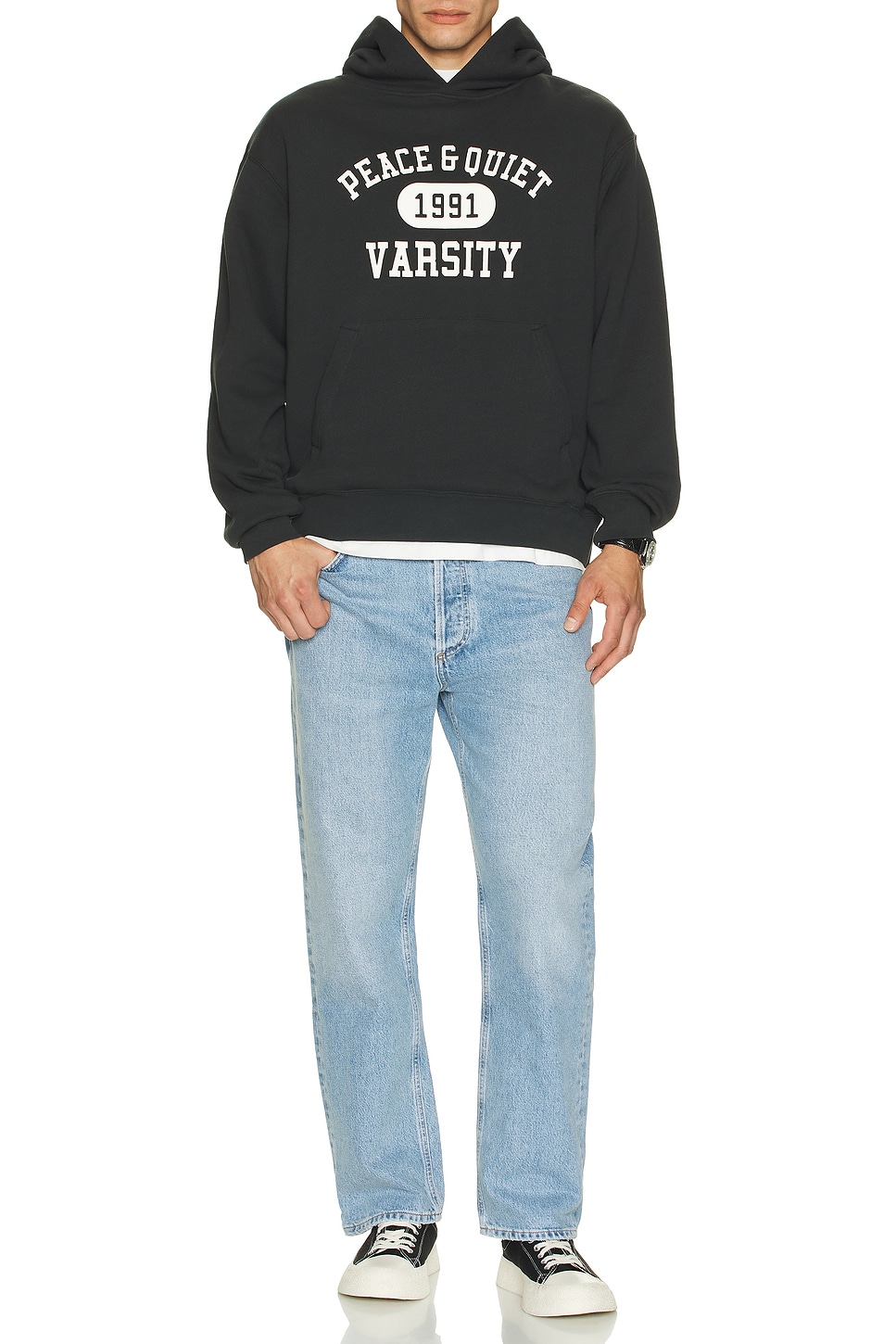 Image 1 of Museum of Peace and Quiet Varsity Hoodie in Black