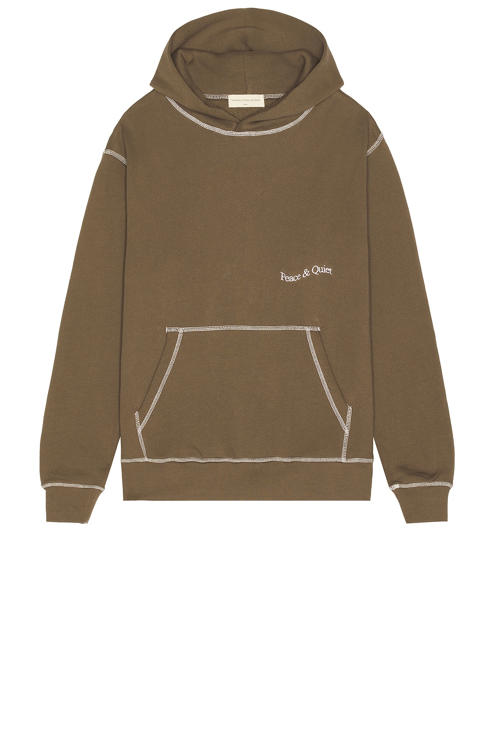 Image 1 of Museum of Peace and Quiet Wordmark Reverse Stitched Hoodie in Brown