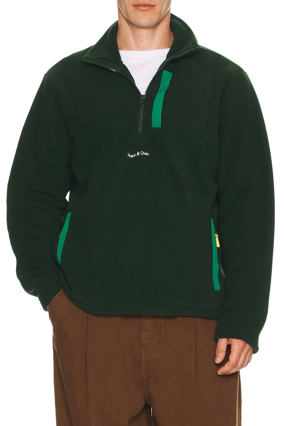Image 1 of Museum of Peace and Quiet Summit Polar Fleece Quarter Zip in Forest