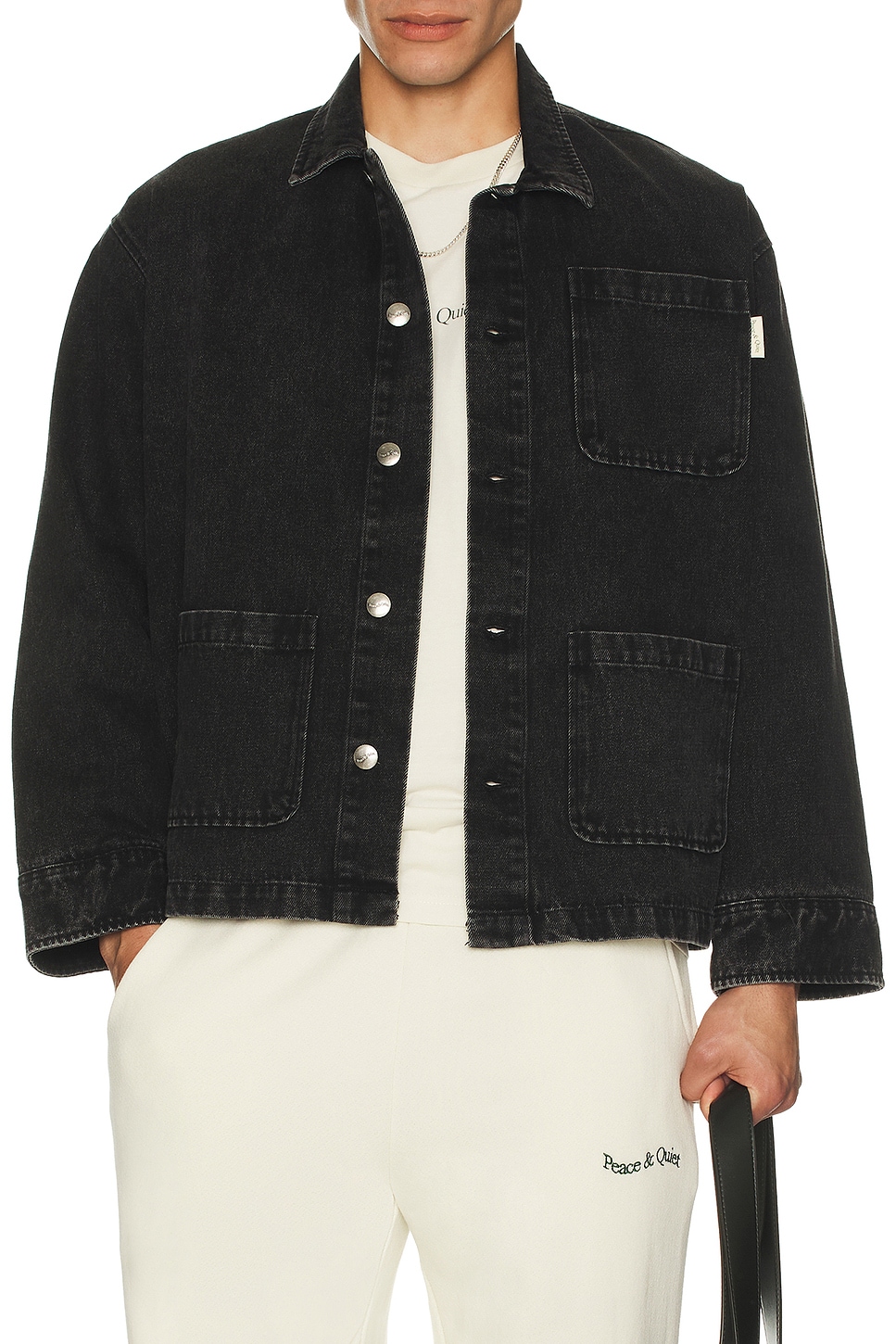 Image 1 of Museum of Peace and Quiet Wordmark Chore Coat in Black Wash