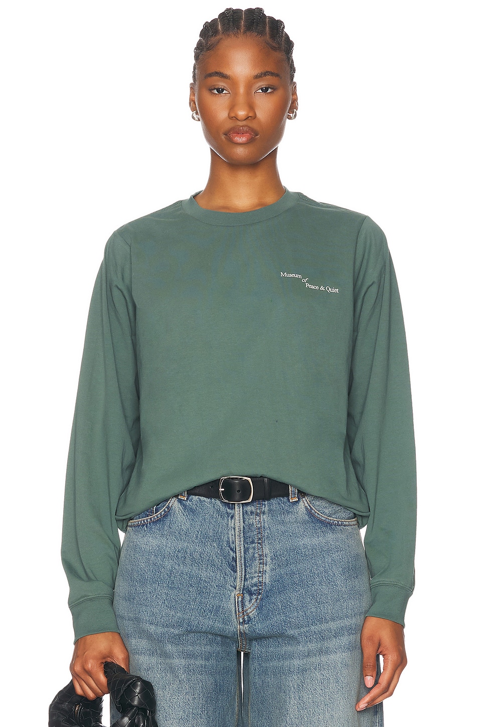 Image 1 of Museum of Peace and Quiet Italic Long Sleeve Shirt in Fern