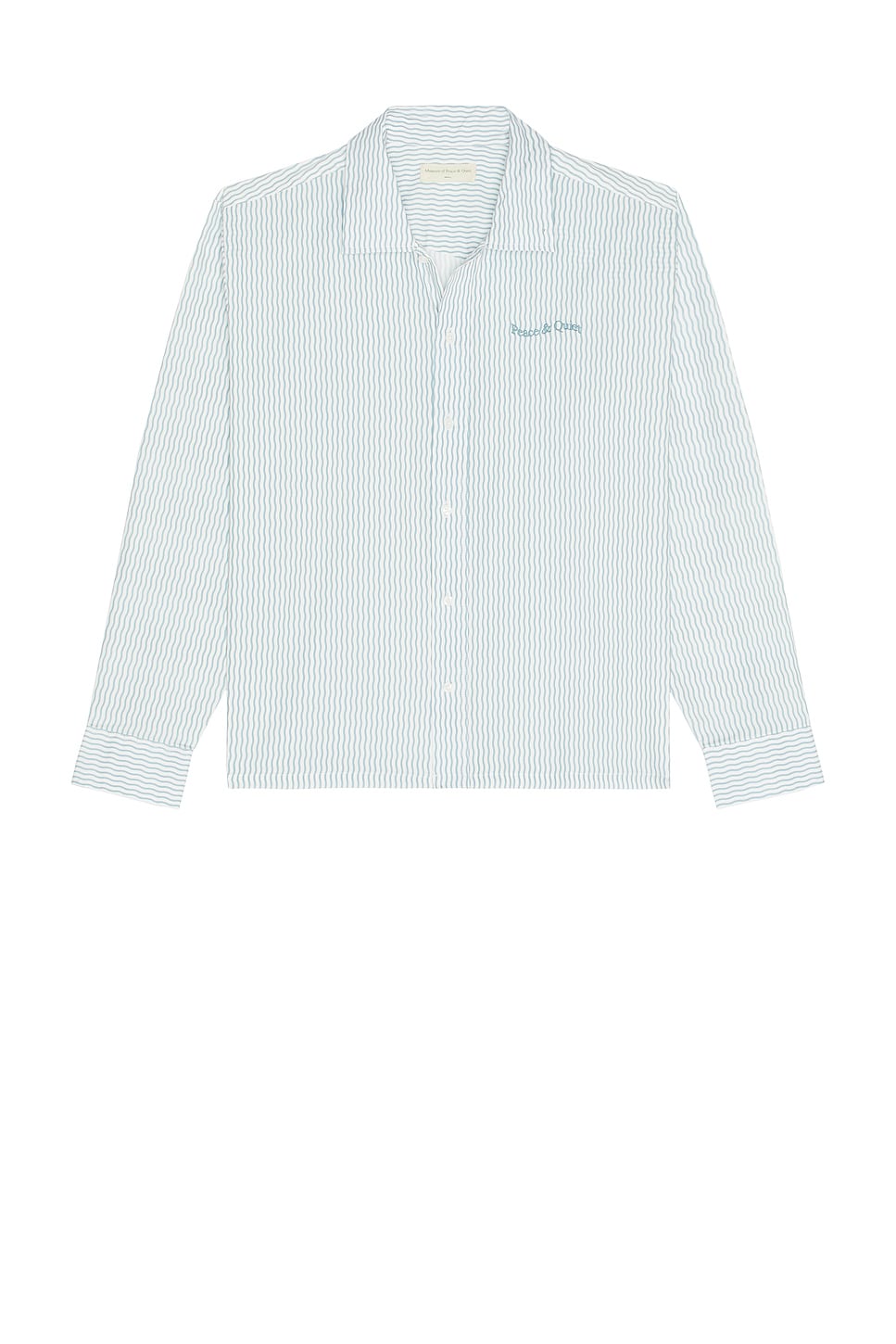 Image 1 of Museum of Peace and Quiet Wordmark Button Up Shirt in Baby Blue