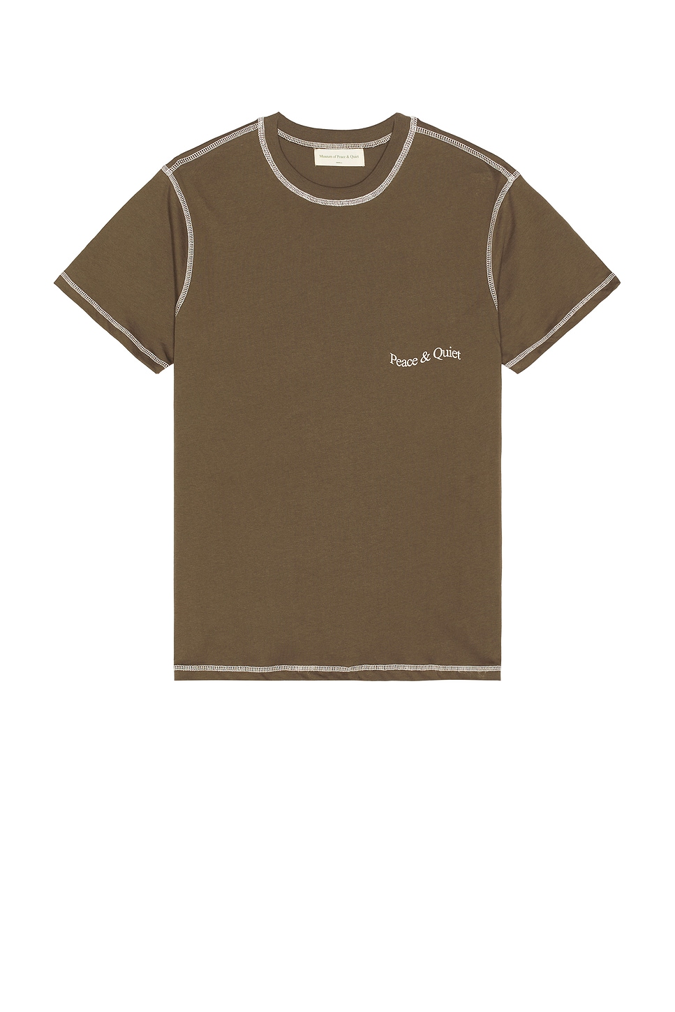 Image 1 of Museum of Peace and Quiet Wordmark Reverse Stitched T-Shirt in Brown